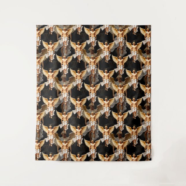 Celestial Golden Angels Pattern Design  Tapestry (Front)