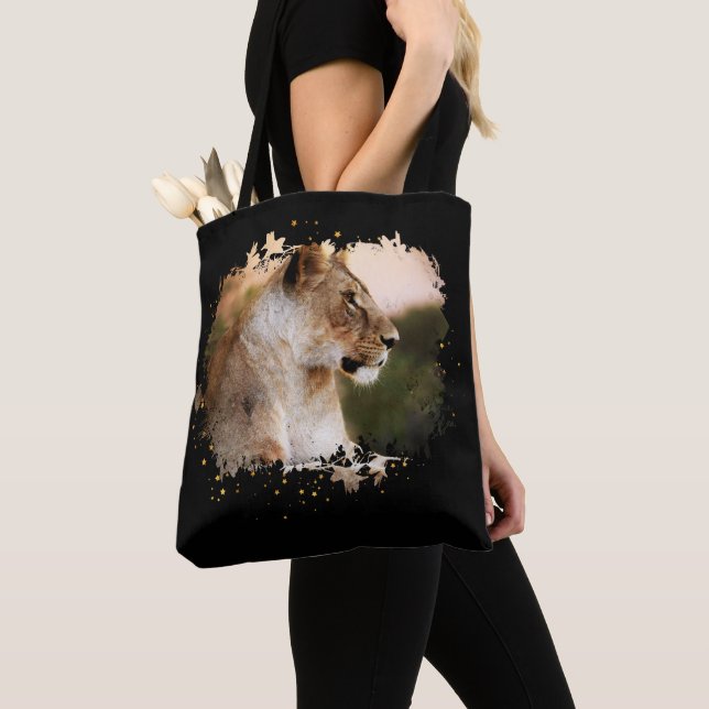 *~* Celestial Golden Art AP23 Artistic LIONESS Tote Bag (Close Up)