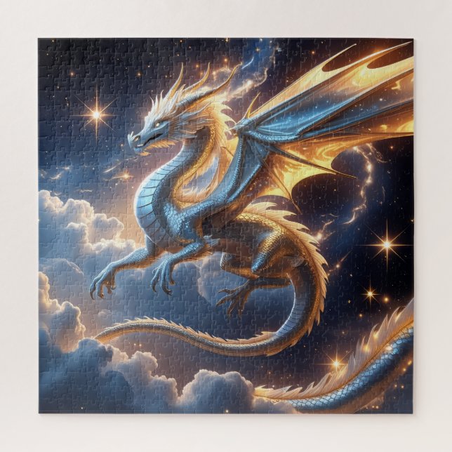 Celestial Golden Dragon Puzzle - Luxury Fantasy Ar (Vertical)