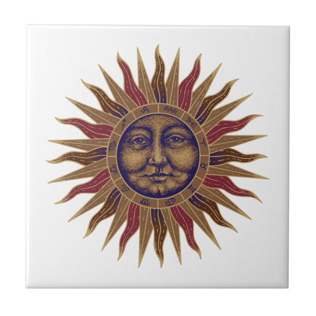 Celestial Golden Sun Face Tile (Front)
