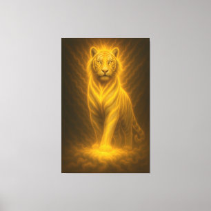 Celestial Golden White Tiger – Ascending Divine Au Canvas Print