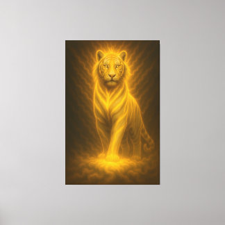 Celestial Golden White Tiger – Ascending Divine Au Canvas Print