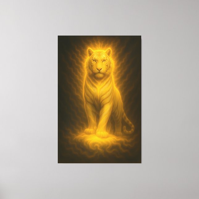 Celestial Golden White Tiger – Supreme Radiant Pow Canvas Print (Front)