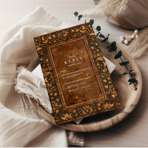 Celestial Gothic Baroque Wedding RSVP Card