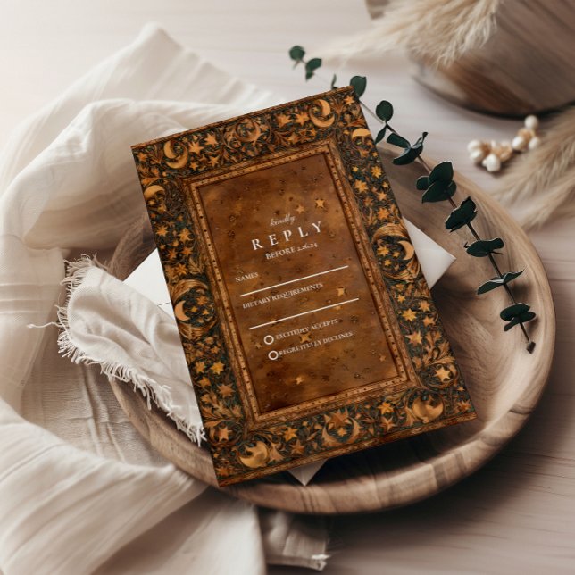 Celestial Gothic Baroque Wedding RSVP Card (Creator Uploaded)