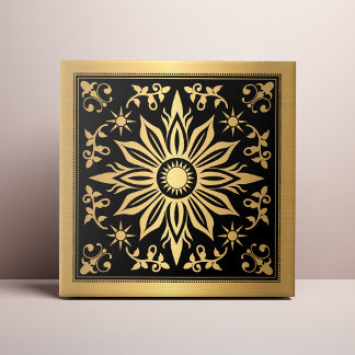 Celestial Gothic Black an Gold Solar Tile