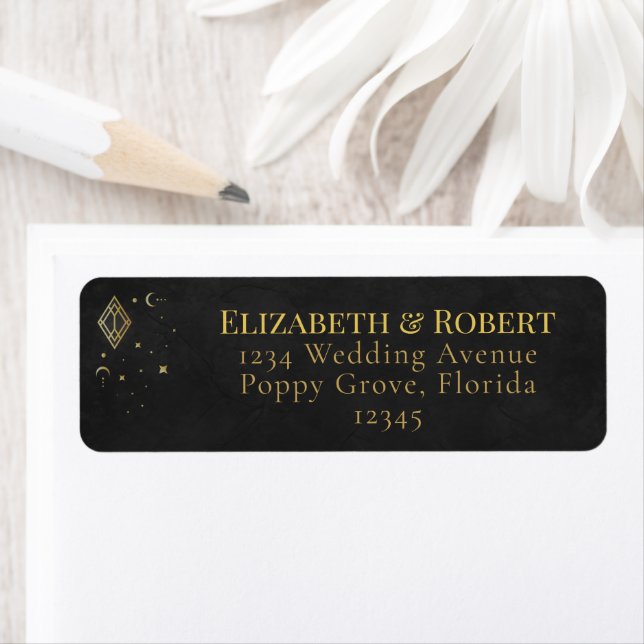 Celestial Gothic Black and Gold Return Address  (Insitu)