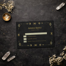 Celestial Gothic Black and Gold RSVP Card