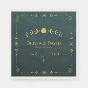 Celestial Gothic Dark Teal Wedding Napkins