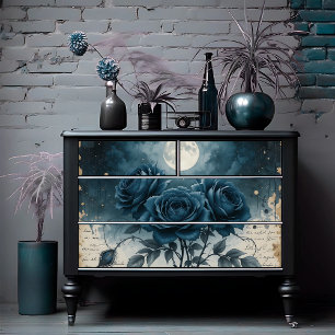 Celestial Gothic Rose Midnight Elegance Decoupage  Tissue Paper