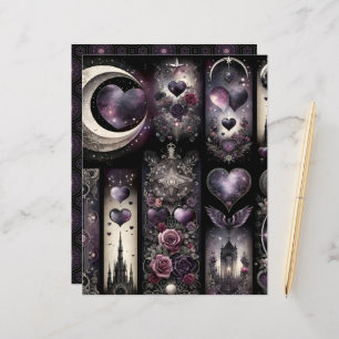 Celestial Gothic Valentines Scrapbook Paper