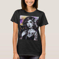 Celestial Gothic Witch and Black Cat