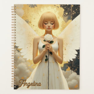 Celestial Grace Pretty Angel and Rose Personalised Planner