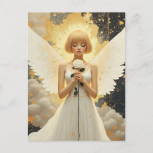 Celestial Grace   Pretty Angel and Rose  Postcard