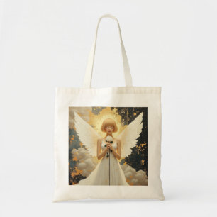 Celestial Grace Pretty Angel and Rose   Tote Bag
