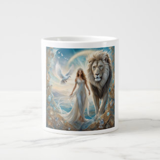 "Celestial Grace: The Guardian and the Goddess" Large Coffee Mug
