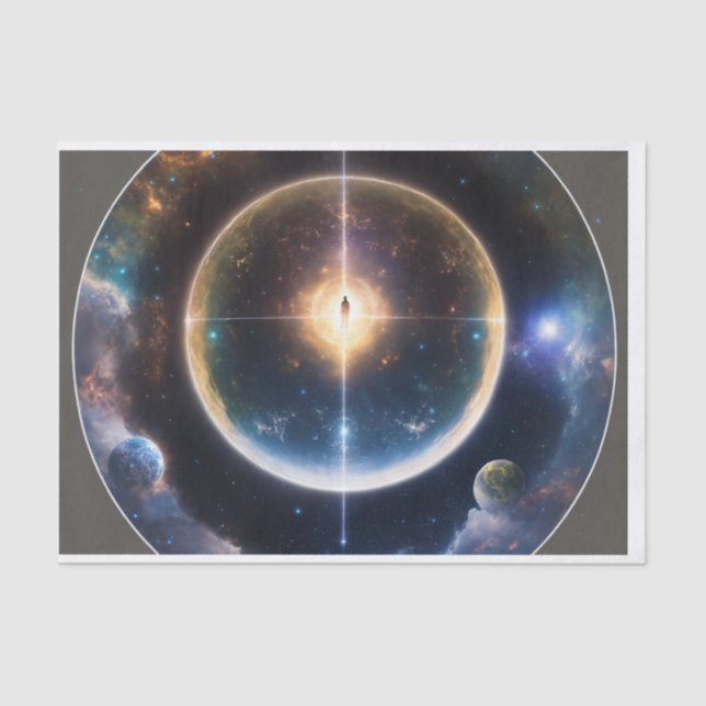 "Celestial Gravitas: Black Hole Space-Time Emblem" Tissue Paper (Front)