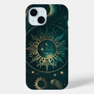 Celestial Green and Gold: Elegant Phone Case