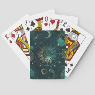 Celestial Green and Gold: Elegant Playing Cards
