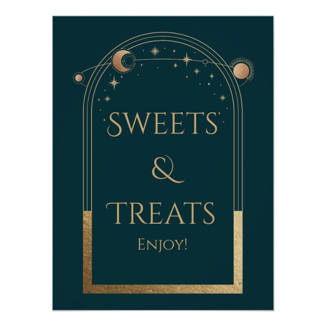 Celestial Green Gold Birthday Sweets & Treats Poster (Front)