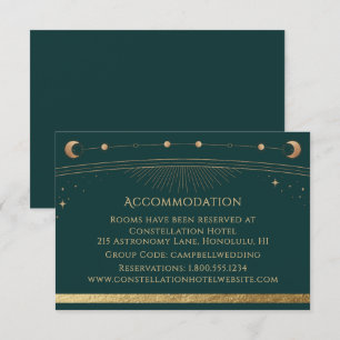 Celestial Green Gold Galaxy Accommodation Enclosure Card