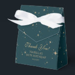 Celestial Green Gold Sun Moon Stars 30th Birthday Favour Box<br><div class="desc">Celestial Green Gold Sun Moon Astronomy 30th Birthday Favour Boxes features an elegant gold stars with on a green background. Add your thirtieth birthday thank you message on the front. Personalise by editing the text in the text boxes. Designed for you by Evco Studio www.zazzle.com/store/evcostudio</div>