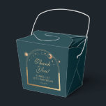 Celestial Green Gold Sun Moon Stars 30th Birthday Favour Box<br><div class="desc">Celestial Green Gold Sun Moon Astronomy 30th Birthday Favour Boxes features an elegant gold sun, moon and stars with a golden frame on a green background. Inside is your custom thirtieth birthday favour box information. Personalise by editing the text in the text boxes. Designed for you by Evco Studio www.zazzle.com/store/evcostudio...</div>