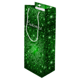 Celestial Green Swirls & Stars Wine Gift Bag