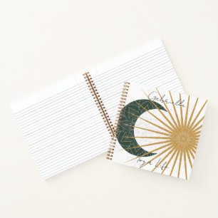 Celestial Green Yellow Sun Moon Mandala Yoga Notebook