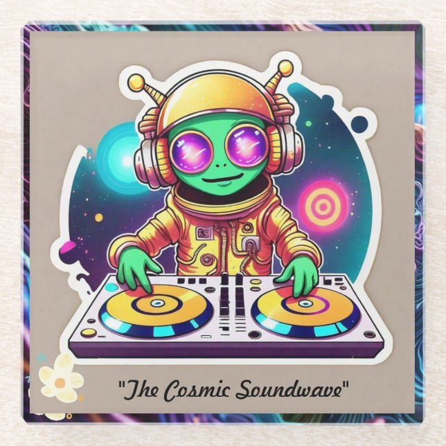 "Celestial Groove Machine" Glass Coaster (Front)