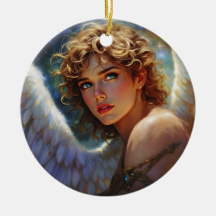 Celestial Guardian – Angel of the Stars Ceramic Tree Decoration