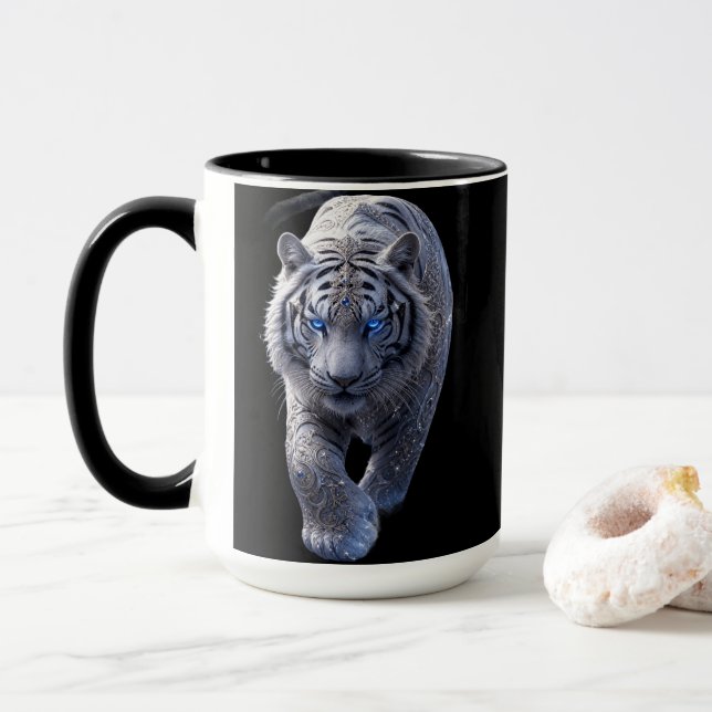 Celestial Guardian: Mythic White Tiger Mug (With Donut)