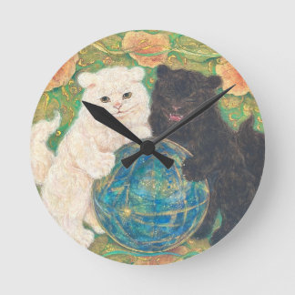 Celestial Guardians: Cosmic Harmony Round Clock