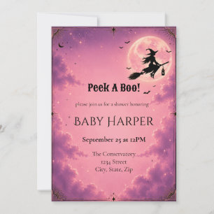 Celestial Halloween Baby Shower Invitation Pink