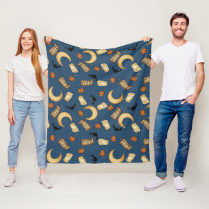 Celestial Halloween Witchy Moon Fleece Blanket