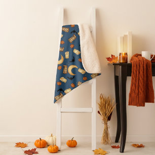 Celestial Halloween Witchy Moon Sherpa Blanket