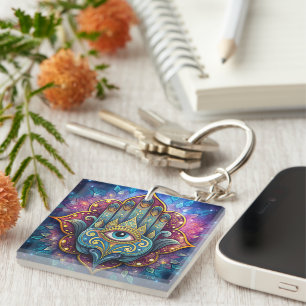 Celestial Hamsa  Key Ring