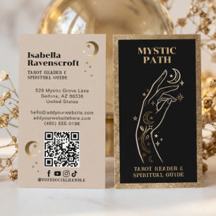 Celestial Hand Tarot Spiritual Guide Black Gold  Business Card