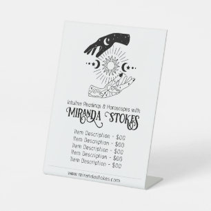 Celestial Hands Sun Moon Tarot Reader Price List Pedestal Sign