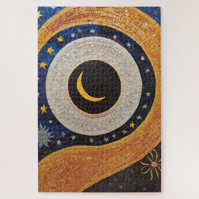 Celestial Harmony Mosaic Sun Moon Stars Jigsaw Puzzle (Vertical)
