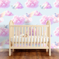 Celestial Harmony: Pink Cloudscape with White Bird