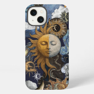 Celestial Harmony: Sun and Moon Vintage Collage iPhone 13 Case