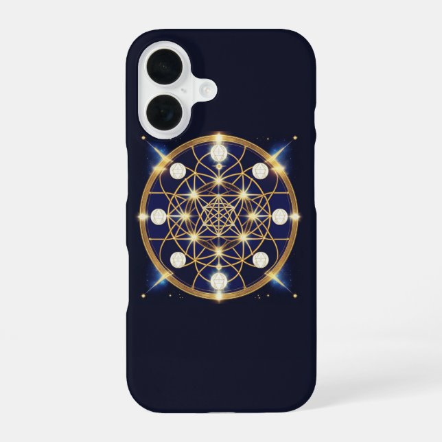 Celestial Harmony – The Light Within the Grid iPhone 16 Case (Back)