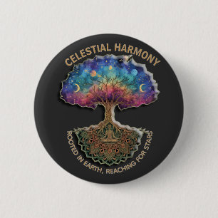 Celestial Harmony Tree Cosmic Meditation Mandala 6 Cm Round Badge