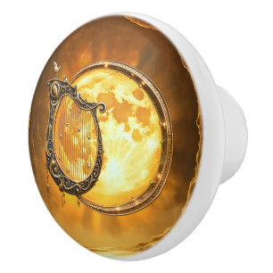Celestial Harp of the Golden Moon.  Ceramic Knob