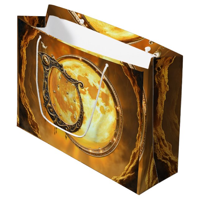Celestial Harp of the Golden Moon Large Gift Bag (Front Angled)