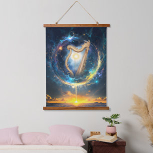 Celestial Harp of the Moonbound Skies.  Hanging Tapestry