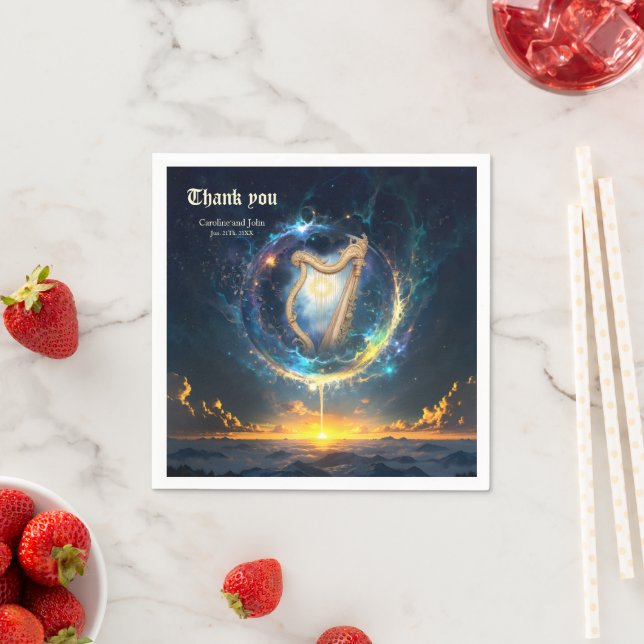 Celestial Harp of the Moonbound Skies.  Napkin (Insitu)