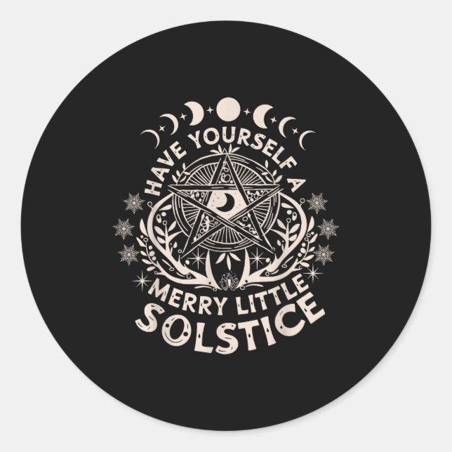 Celestial Have Yourself A Merry Little Solstice Yu Classic Round Sticker (Front)