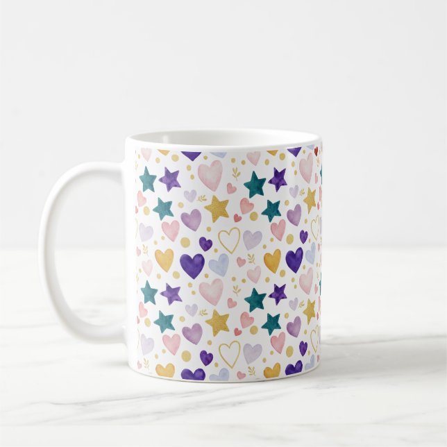 Celestial Hearts & Stars Coffee Mug (Left)